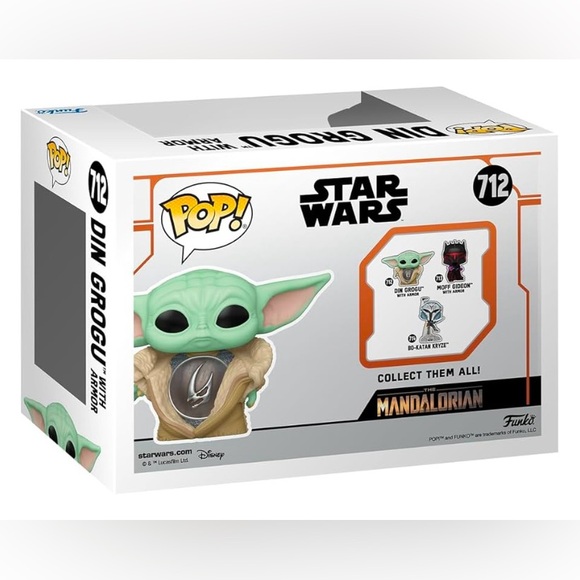 FUNKO POP: DIN GROGU W/ ARMOR #712/STANDARD SIZE/NEW-IN-BOX/NWT/MINT - Picture 3 of 3